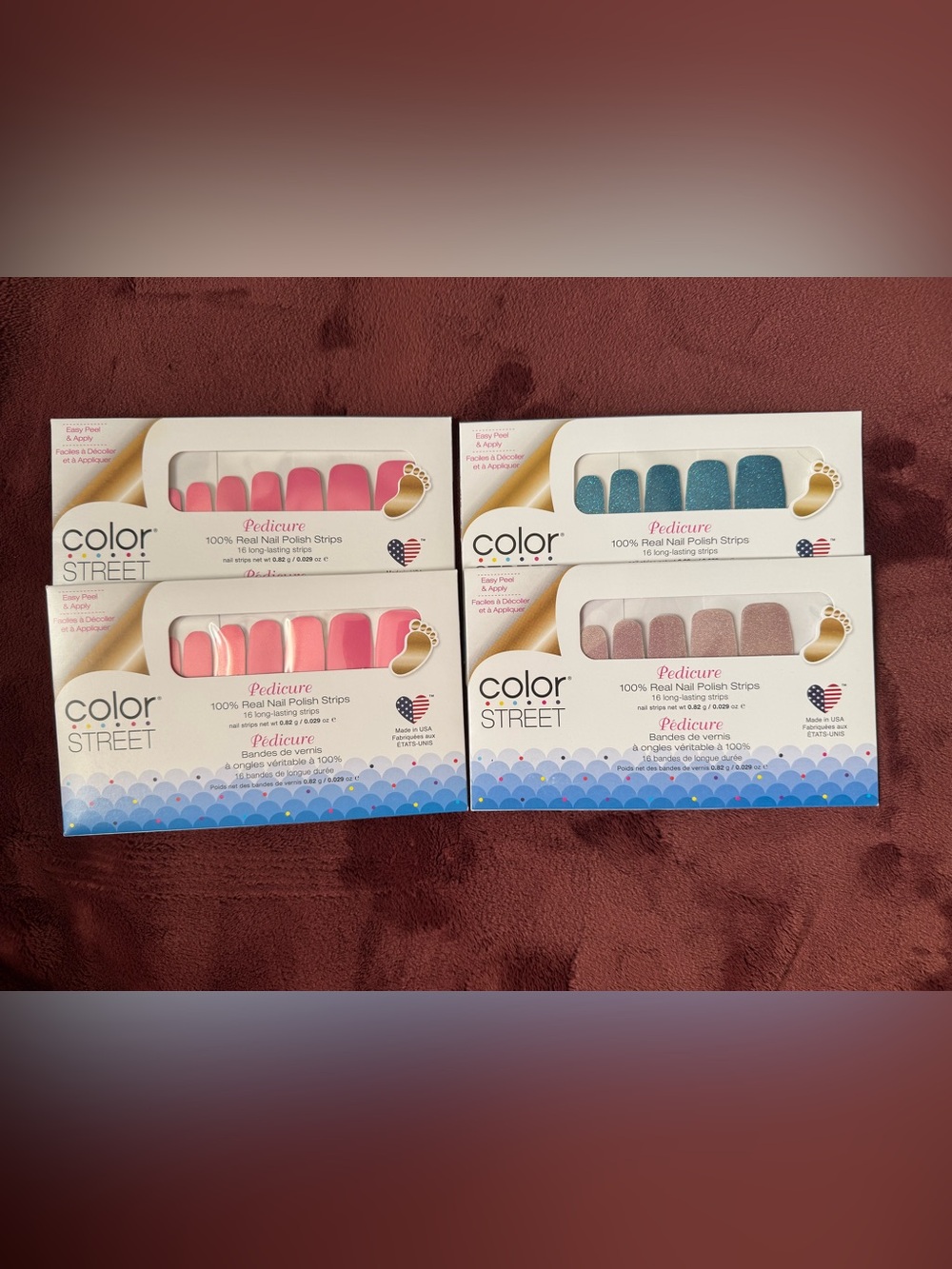 Color Street Pedicure Nail Strips - Moonburst, How Swede It Is, 2-Strawberry Sun